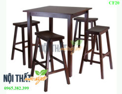 Bộ bàn ghế bar gỗ CF20 đẹp mộc mạc, giá rẻ