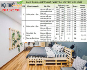 Báo giá giường gỗ pallet, giường ngủ bằng gỗ pallet giá rẻ