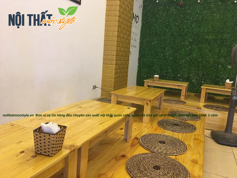 Bàn ghế ngồi bệt quán trà sữa đẹp -noithatmocstyle.vn Bàn ghế ngồi bệt thú vị cho quán trà sữa đẹp, giá rẻ -noithatmocstyle.vn