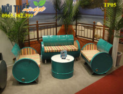 noithatmocstyle.vn-Ban ghế thùng phi TP05 cho không gian quán cafe, nhà hàng