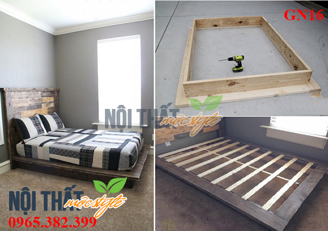 Giường ngủ từ pallet gỗ thông đẹp, giá tốt nhất tại Nội thất Mộc Style