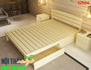 Giường pallet GN34, giường ngủ gỗ thông đẹp thông minh, giá rẻ-noithatmocstyle.vn