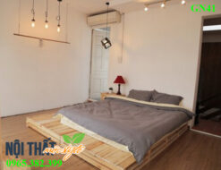 Giường pallet GN41, giường ngủ giá rẻ cho không gian Homestay