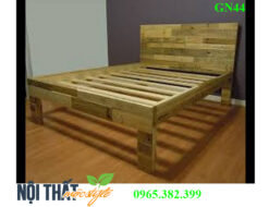 Giường pallet gỗ GN44 đẹp mộc mạc, thân thiện, tạo hình đẹp độc