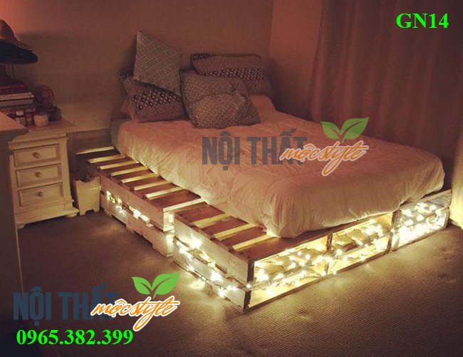 Giường pallet gỗ cho không gian homestay lãng mạn-noithatmocstyle.vn