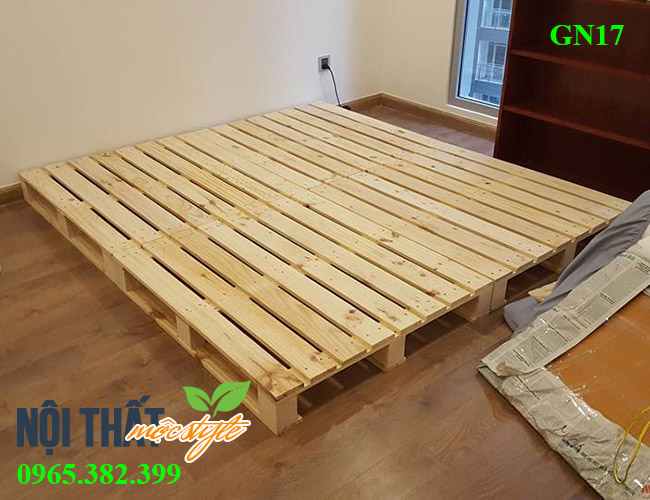 Giường pallet gỗ giá rẻ nhất, chất lượng cao GN17-noithatmocstyle.vn