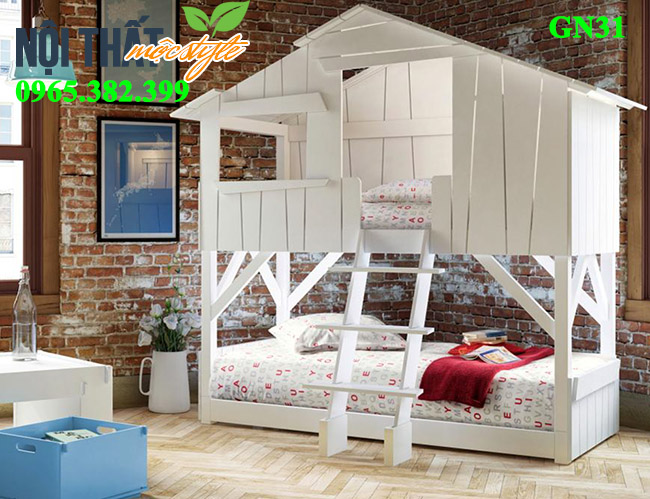 Giường pallet Gn31, giường tầng trẻ em đẹp nhất, đầy sáng tạo-noithatmocstyle.vn