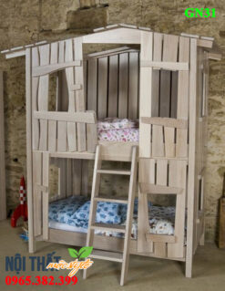 Giường ngủ pallet gỗ, giường tầng cho bé đẹp, giá rẻ GN31