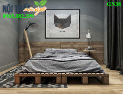 Giường pallet GN38, giường ngủ gỗ thông đẹp, giá rẻ