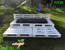 Giường pallet GN20, giường gỗ pallet cho không gian ngoài trời đẹp, giá rẻ