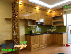 Tủ bếp gỗ tự nhiên TB06 như sồi, tần bì, xoan đào, gỗ thông