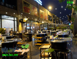 Bàn ghế nướng thùng phuy TP25 đẹp, giá tốt từ những chiếc thùng phi cũ, mặt inox sang, sáng, sạch