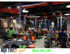 Bàn ghế lẩu nướng thùng phuy TP27 cho nhà hàng đẹp sang trọng