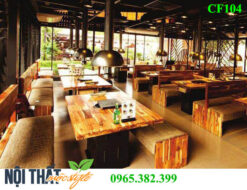 Hình ảnh thi công nhà hàng sử dụng bộ bàn ghế lẩu nướng CF104