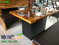 Bàn CF104 trong bộ bàn ghế lẩu nướng đẹp sang trọng, đẳng cấp