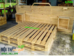 Giường pallet Gn54 đẹp độc đáo, siêu phẩm từ pallet gỗ với giá siêu rẻ