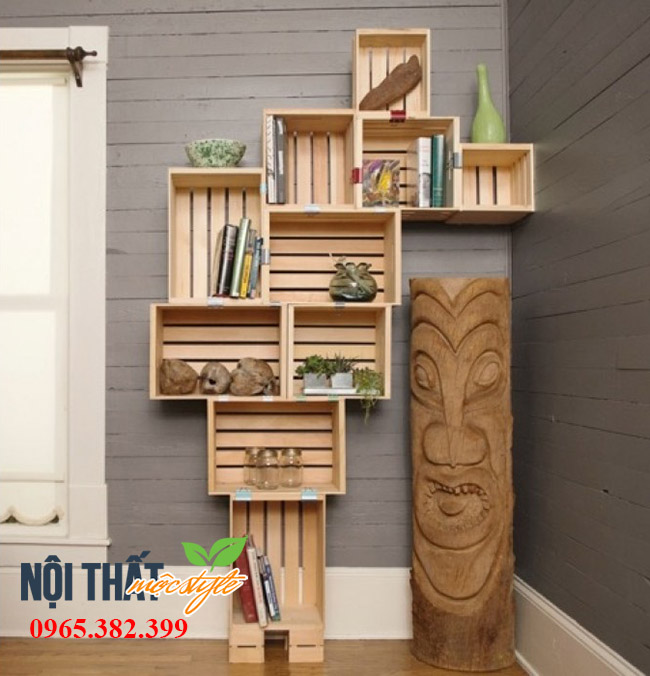 Ý tưởng nội thất từ pallet gỗ thông: Kệ trang trí trong gia đình đẹp