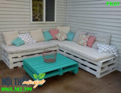 Bàn ghế phòng khách PK03 đep độc đáo từ pallet gỗ rẻ, đẹp