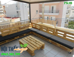 bàn ghế gỗ phòng khách PK08 rẻ nhất cho Homestay, thiết kế cực chất, đẹp độc đáo