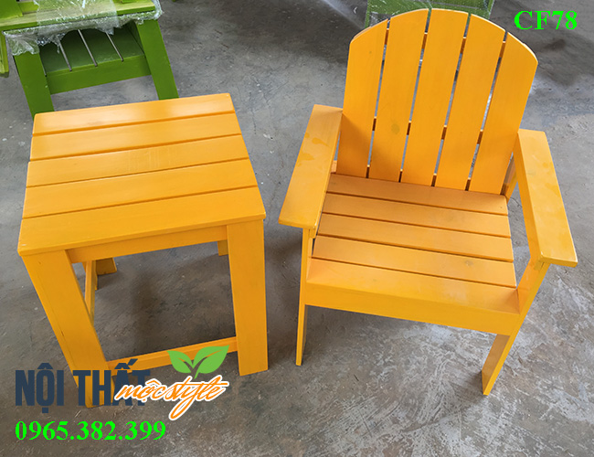 Mẫu bàn ghế gỗ cafe CF78 thiết kế trẻ trung cho vùng biển sôi động