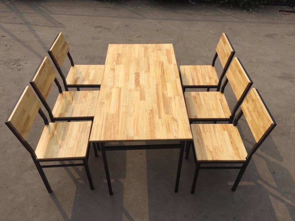 Bàn ghế quán ăn từ chân sắt mặt gỗ siêu bền, cực đẹp, giá rẻ nhất tại xưởng Nội thất Mộc Style