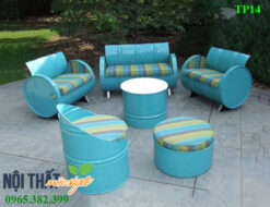 Bàn ghế thùng phi TP14 đẹp độc đáo, mẫu bàn ghế sân vườn chất