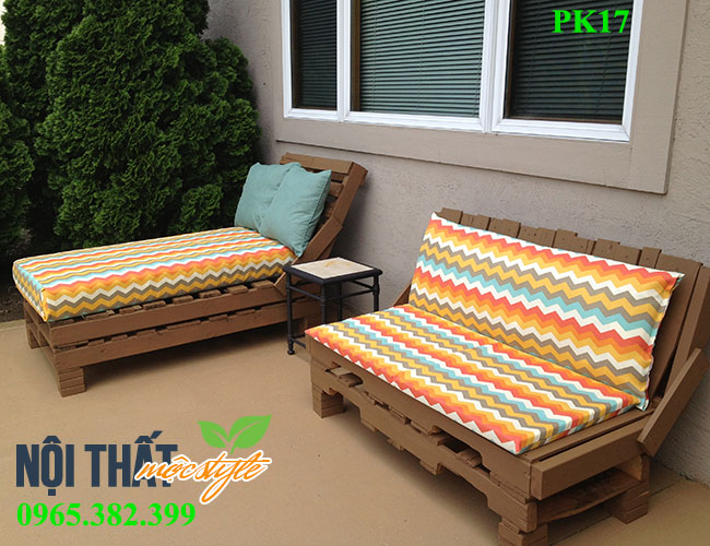 Ghế sofa từ pallet PK17 đa sắc màu cho không gian trẻ, tươi mới