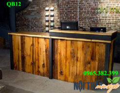 Mẫu Quầy bar cafe mini QB12 đậm chất Vintage cổ điển, giá rẻ nhất cho không gian cafe, trà sữa...
