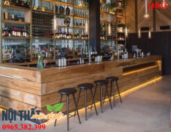 Mẫu Quầy bar cafe QB15 cực chất với phong cách rustic style-noithatmocstyle.vn