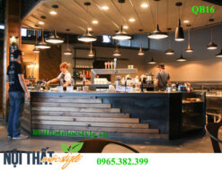 Mẫu Quầy bar cafe QB16 đậm chất Rustic Style đẹp sang trọng cho quán cafe, nhà hàng