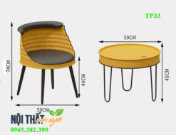 Kích thước bộ bàn ghế thùng phi TP33