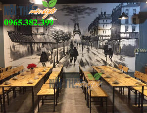 Bộ bàn ghế chân sắt mặt gỗ, gợi ý lựa chọn cho những quán ăn vặt hướng tới dân công sở