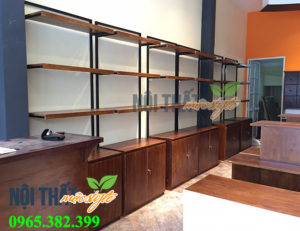 Giá kệ sản xuất theo yêu cầu cho cửa hàng trà mạn Lạc Long Quân