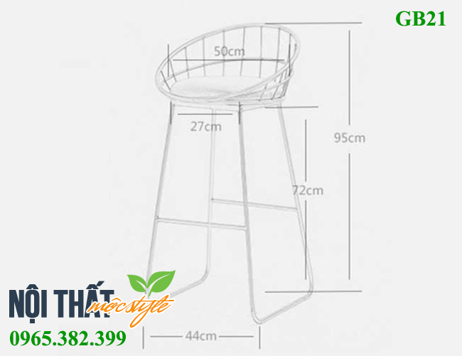 Kích thước mẫu ghế quầy bar GB21 đẹp sang chảnh