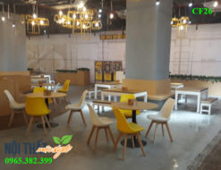 Quán trà sữa đẹp hiện đại nhờ bài trí bàn ghế cafe eames CF26
