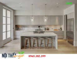 Tủ bếp TB18 đẹp tinh tế, mẫu tủ bếp két hợp bar bếp hiện đại