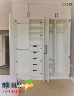 Tủ quần áo TG19 từ gỗ thông sơn trắng tinh khôi