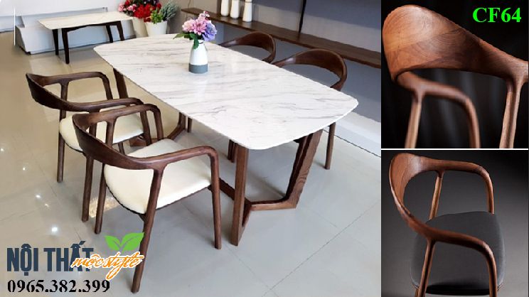 Bàn ghế ăn CF64 sở hữu những đường nét đầy nghệ thuật, đẹp sang trọng, mãn nhãn