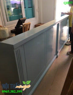 Quầy bar cafe QB57 màu xanh nhạt trang nhã cho không gian trà chanh, trà sữa , cafe tinh tế