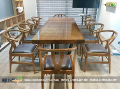 Không gian phòng vip với bàn nguyên tấm và ghế wisbon CF86-Bàn ghế nhà hàng CF86 cao cấp