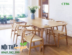 Mẫu bàn ghế ăn gỗ sồi wishbone CF86