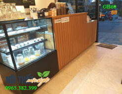 Ảnh thực tế quầy bar cafe QB60 sản xuất từ gỗ công nghiệp hiện đại