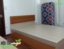 Giường ngủ bọc nệm màu cam GN68