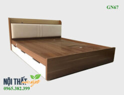 Giường ngủ thông minh GN67 đẹp với màu sắc nâu trầm ấm áp