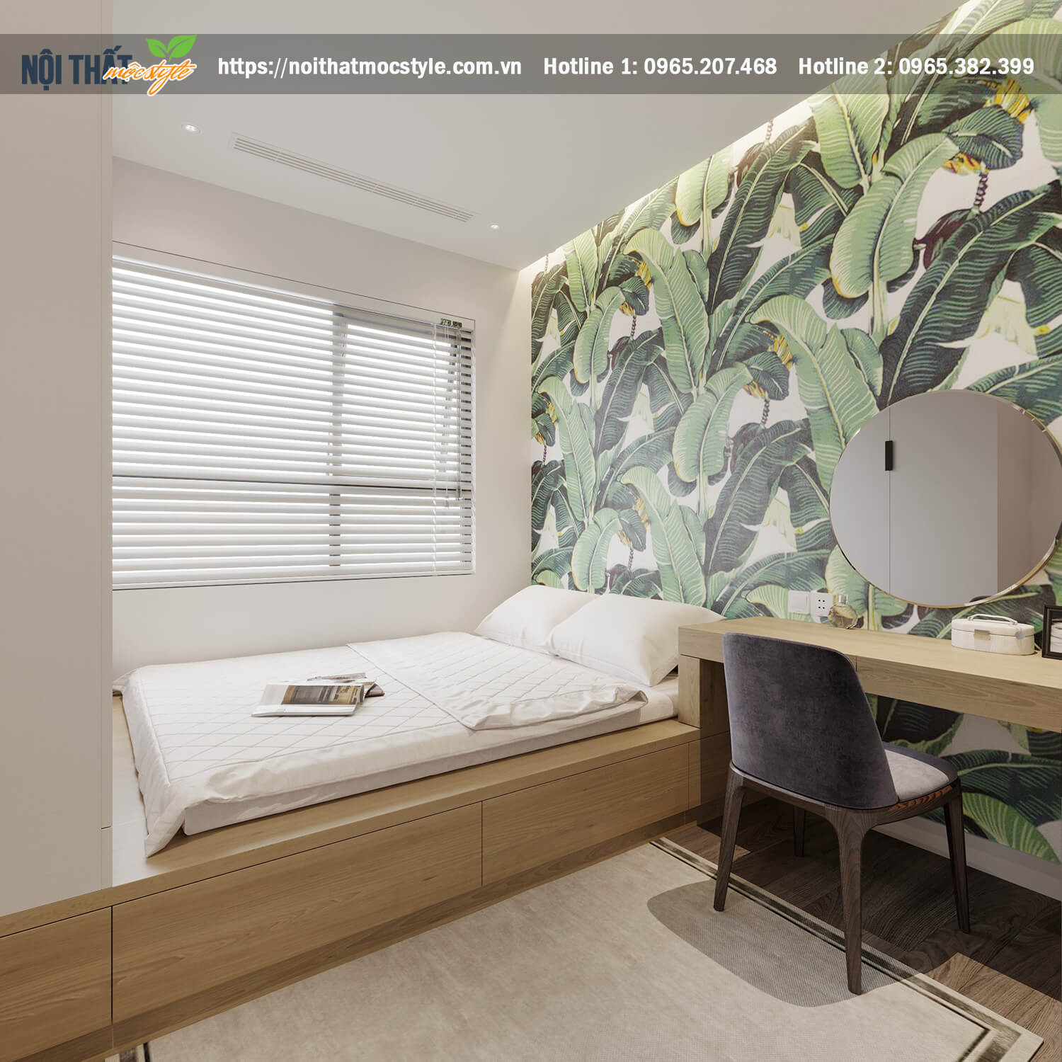Thiết kế nội thất phòng ngủ đậm chất nhiệt đới-Nội thất Mộc Style Thiết kế nội thất phòng ngủ đậm chất nhiệt đới-Nội thất Mộc Style