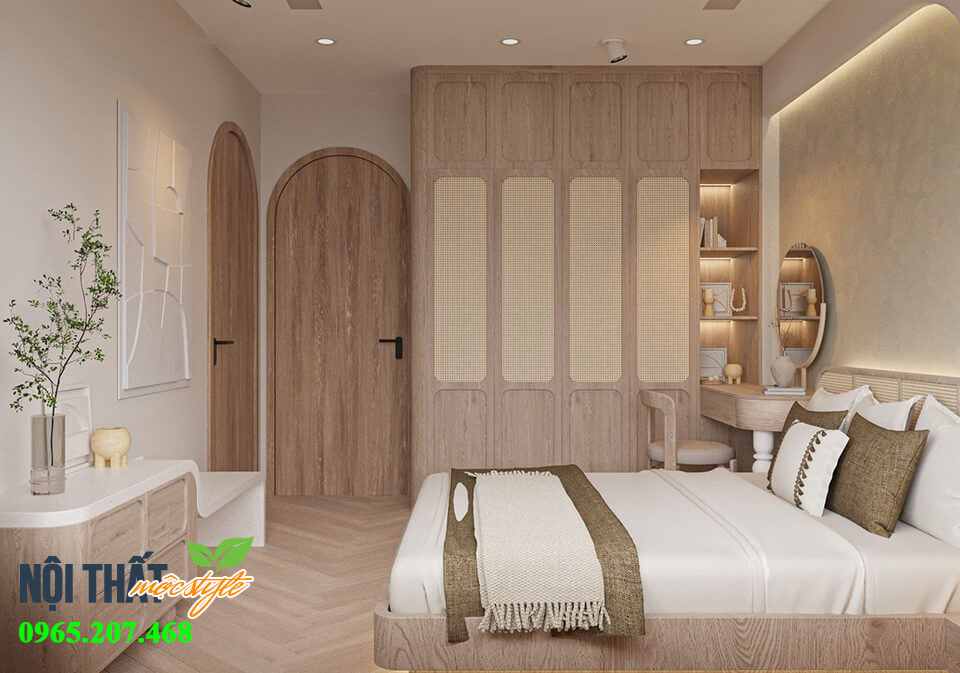 Thiết kế nội thất phòng ngủ mộc mạc, tự nhiên