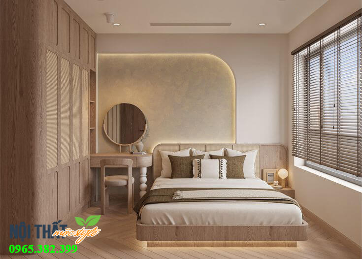 Mộc mạc với phòng ngủ 12m2 phong cách Wabi sabi đang rất được ưa chuộng hiện nay