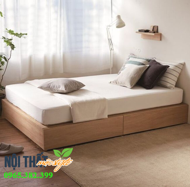 Đơn giản mang đến nét đẹp tinh tế với mẫu giường đơn 1m2 gỗ công nghiệp kết hợp 2 ngăn kéo