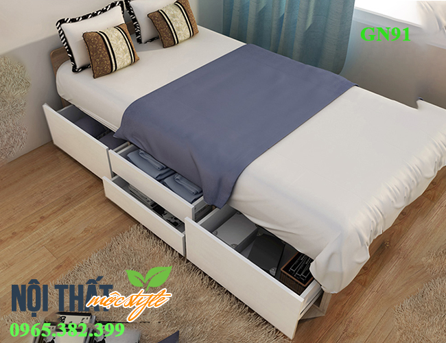 Giường ngủ 1m2 ngăn chứa đồ tiện lợi, đa năng của giường GN91