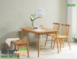 Bộ bàn ghế ăn BA02 mộc mạc